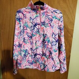 Lilly Pulitzer Skipper Popover UPF 50+ MED. Pink Green Purple. Long sleeves.